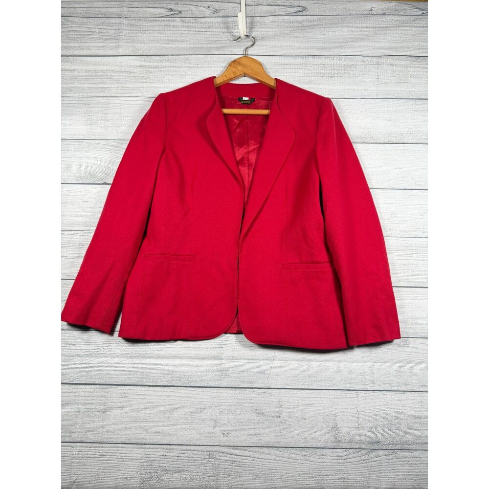 Vintage Cross Country Fashions Women’s 13/14 Red 100% Wool Blazer 4109